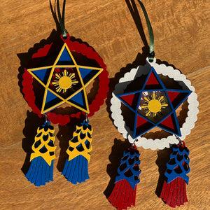 Wooden Parol Ornament w/ Philippine Sun
